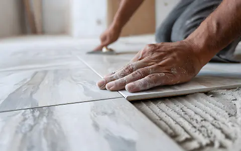 Pose de carrelage sol à Nice - finitions rénovation avec carreaux grand format